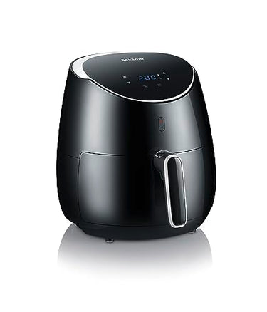 SEVERIN hot air fryer with 5 litre capacity, air fryer for healthy cooking, fat-free fryer with 8 automatic programs, 2000 W, black/silver metallic, FR 2445 on sale